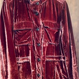 LOFT Velvet Burgandy Utility Jacket
